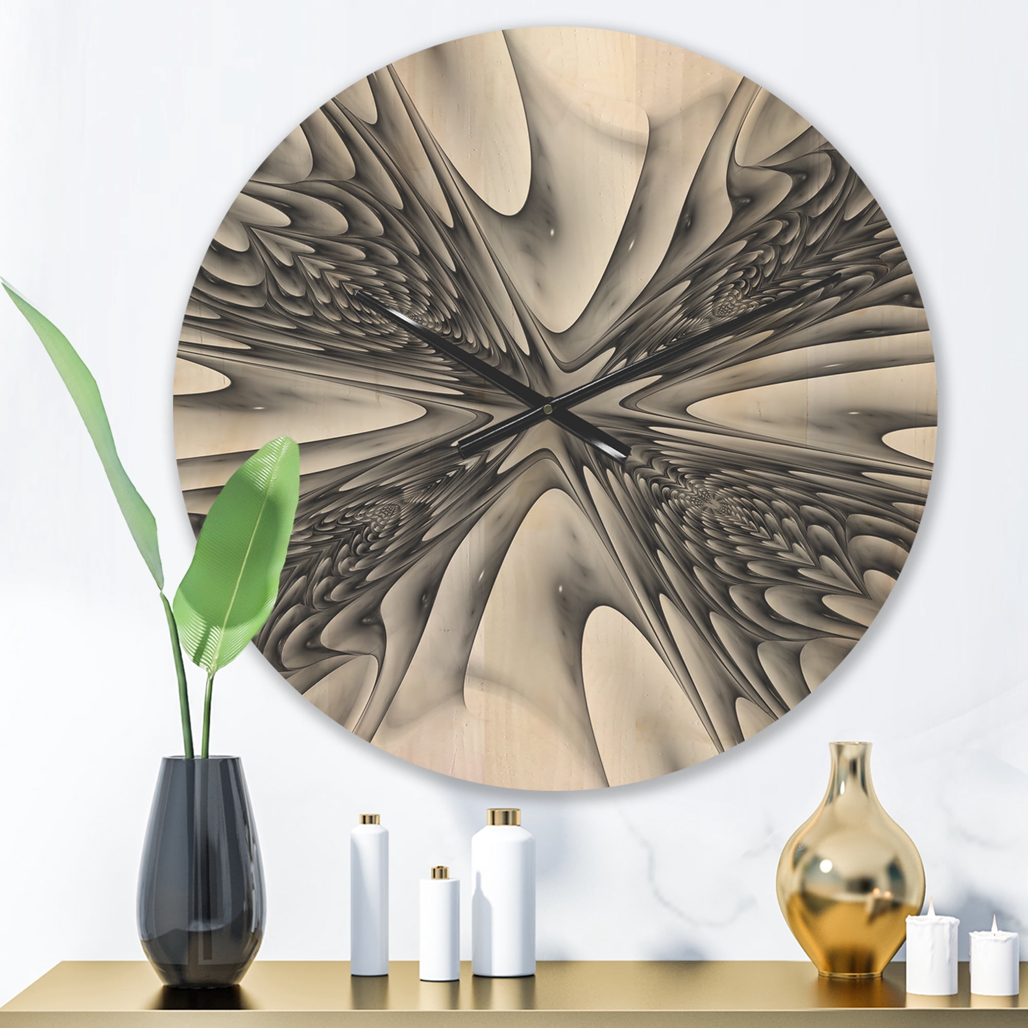 Designart 'Magical Depth Fractal 3D' Modern Wood Wall Clock