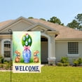 thumbnail image 2 of Amhnf Welcome Easter Bunny Garden Flag With Blue And White Vase And Eggs For Home Outdoor Garden Yard Decor 12x18 inch, 2 of 5