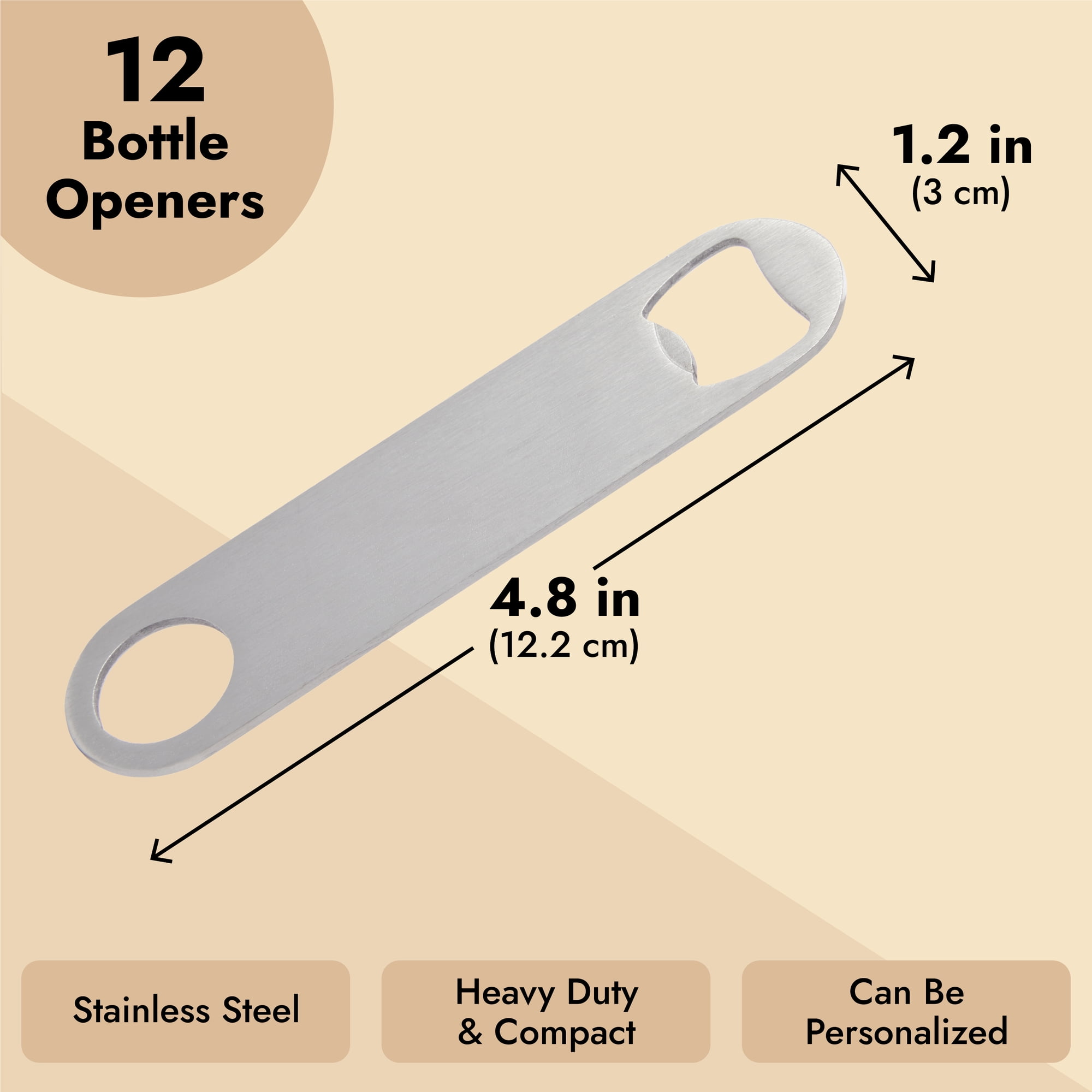 Beveled Bottle Opener 5 1/4 inch Steel Mirror Finish - CASE OF 12 –  BulkBarProducts