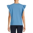 thumbnail image 3 of Time and Tru Women's Flutter Sleeve Top, 3 of 5