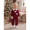 thumbnail image 6 of BemeyourBBs Baby Boy Knit Ribbed Romper Santa Embroidery Long Sleeve Jumpsuit, 6 of 9