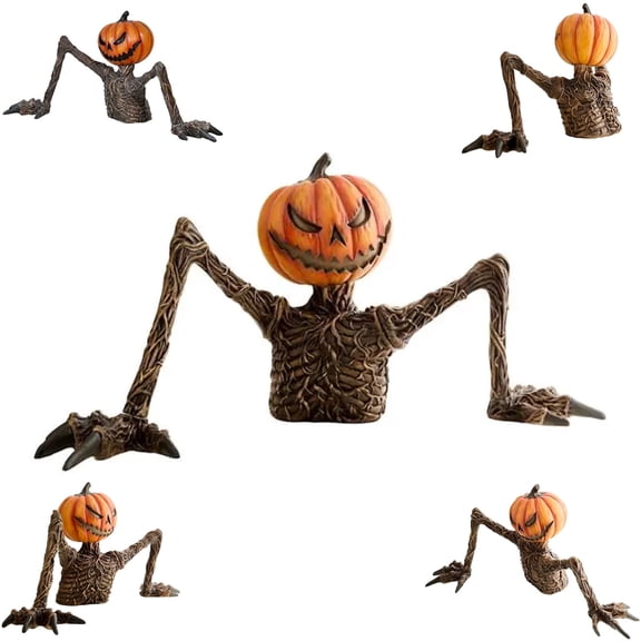 SPOORYYO Halloween Ground Breaker Decoration Pumpkin Head Outdoor Yard Prop with Detachable Design, Easy Assembly, and Spooky Lawn Decor for Porch Garden Halloween Display