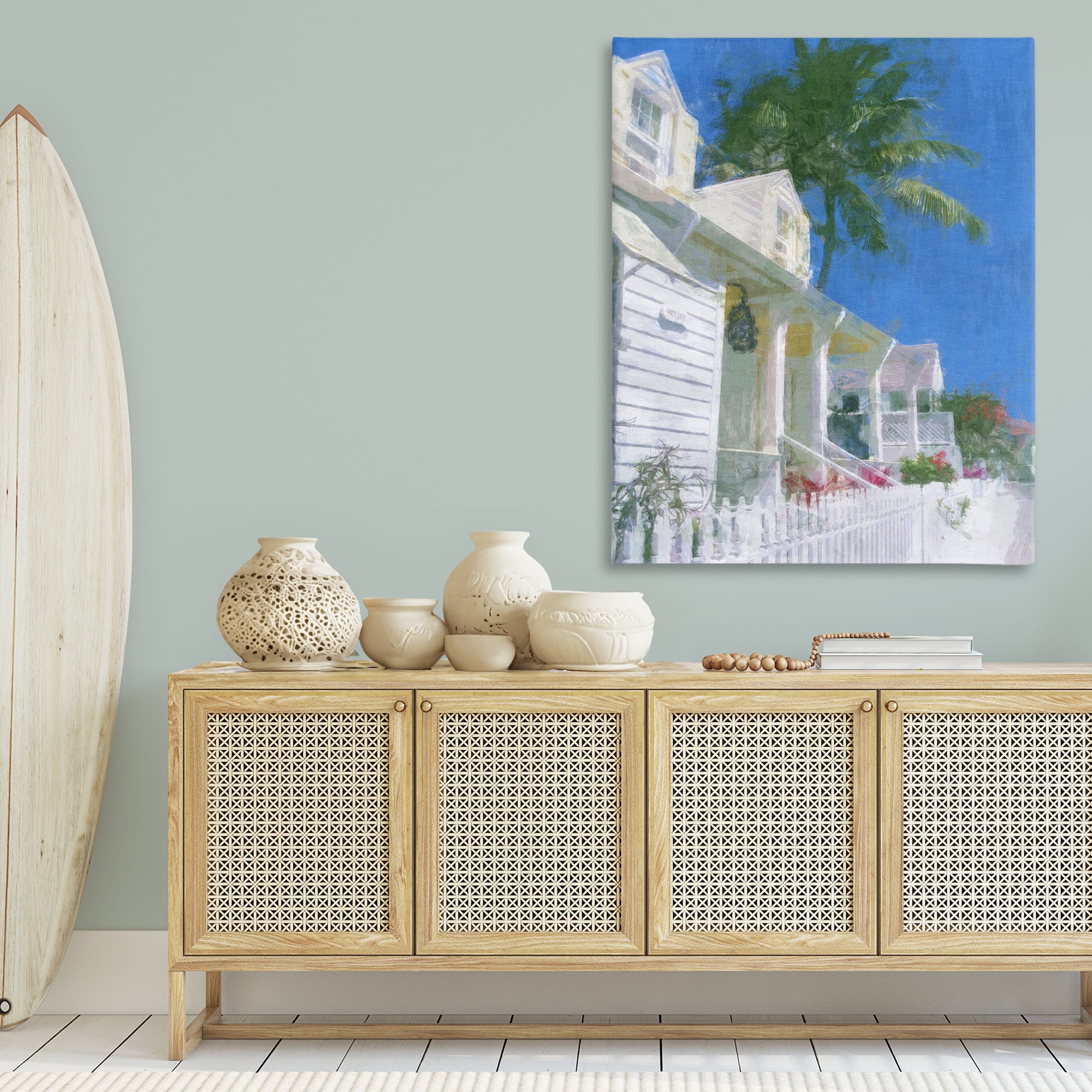 Stupell Industries White Coastal Cottage Coastal Painting Gallery Wrapped Canvas Art Print Wall Art, 36 x 48