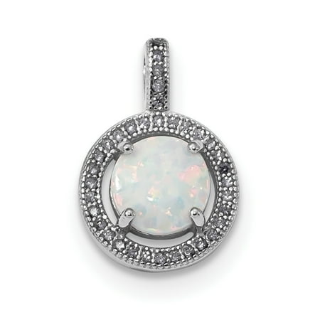 925 Sterling Silver Created Opal Purple Cubic Zirconia Cz Pendant Charm Necklace