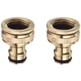 thumbnail image 1 of Rawiri Latón 3/4 '' y 1/2 '' BSP 2 en 1 Grifo de riego atornillado Conector de grifo de flujo de nariz Adaptador de grifo roscado Paquete de 2, 1 of 6
