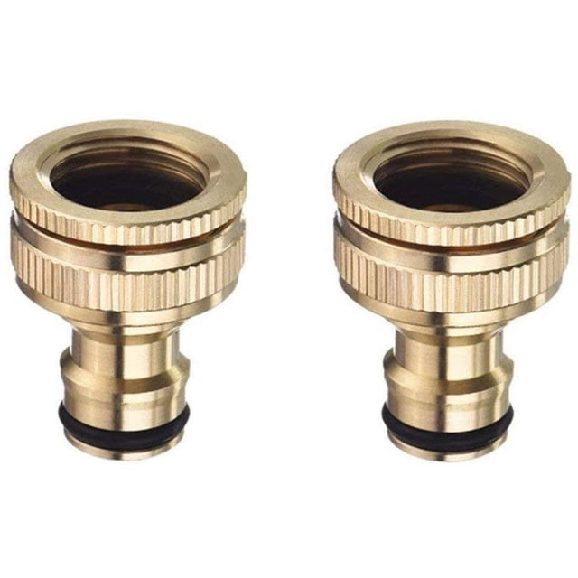 Rawiri Latón 3/4 '' y 1/2 '' BSP 2 en 1 Grifo de riego atornillado Conector de grifo de flujo de nariz Adaptador de grifo roscado Paquete de 2