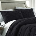 thumbnail image 2 of Chezmoi Collection Sydney 7-Piece Pinch Pleat Comforter Set, Lightweight Pintuck Bedding for All Season, Queen, Black, 2 of 6