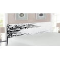 thumbnail image 2 of Bamboo Print Headboard, Bamboo Leaves on Clear Simple Background Organic Life Illustration, Upholstered Decorative Metal Bed Headboard with Memory Foam, King Size, Black White, by Ambesonne, 2 of 4