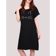 thumbnail image 2 of HDE Women's Cotton Nightgowns Short Sleeve Sleep Dress Black Cat Large-X-Large, 2 of 6