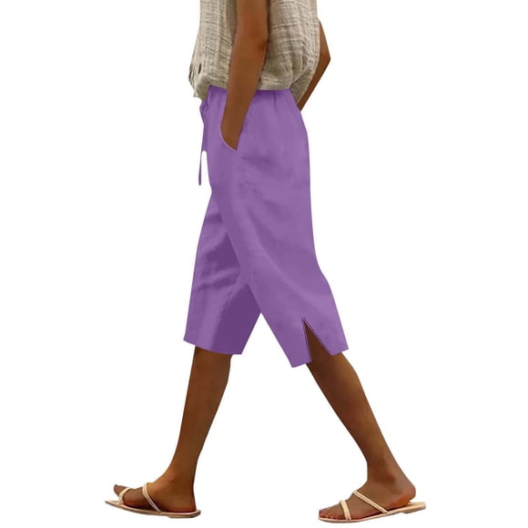 Uqiangy Gauze Pants For Women Linen Pants For Women Lightweight Summer Pants Women Light Weight Pants For Women Summer Pants For Women 2025 Womens Seersucker Pants Cotton Pants For Women Purple 2XL