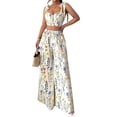 thumbnail image 3 of Women's 2 Piece Set Outfits - Camisole Top & Wide Leg Pants White S, 3 of 8