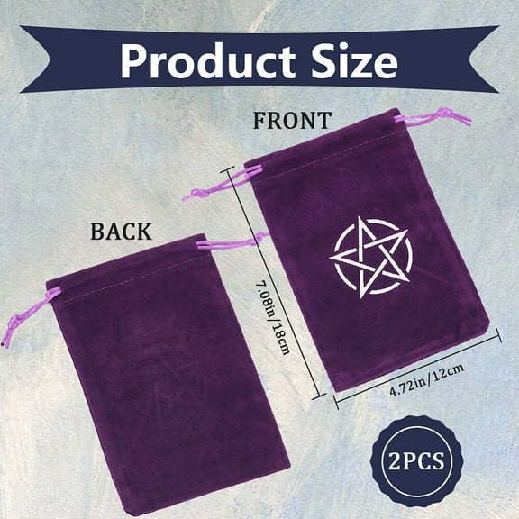 2pcs Velvet Tarot Card Storage Bags Drawstring Pouches Packaging bag Rectangle Star 180x120mm