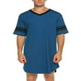 thumbnail image 1 of Men Cotton V-Neck Sleep Shirt Loose Nightshirt Pyjamas, 1 of 6