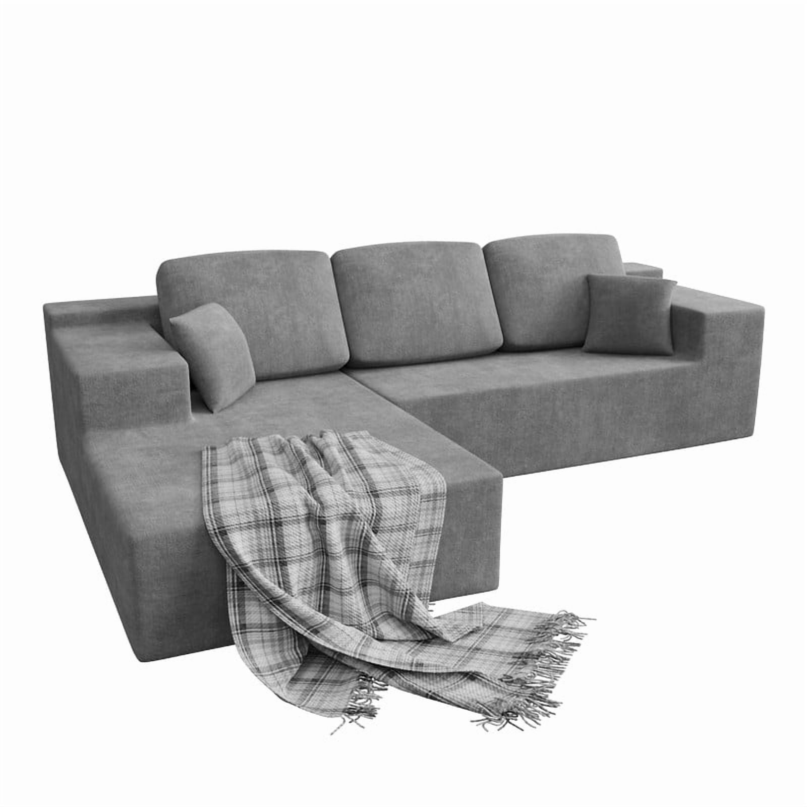 Homall 108" Cloud Sectional Sofa, Boneless Couch with L-Shape Chaise, Modular Couch with Deep Seat, No installation for Living Room & Apartment, Chenille Grey