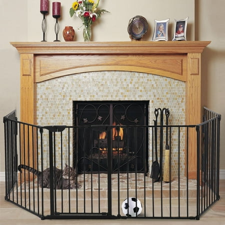 Jaxpety Fireplace Fence Baby Safety Fence 6 Panel Hearth Gate Pet
