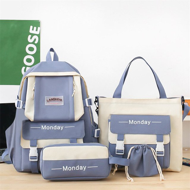 Mochila escolar para niños y niñas, bolsa bonita para ordenador portátil, 4 piezas, a la moda, novedad Fivean unisex