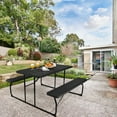 thumbnail image 2 of Patiojoy Indoor & Outdoor Folding Picnic Table with Bench Seat Heavy Duty Portable Camping Table Set for Camping Dining BBQ Black, 2 of 8