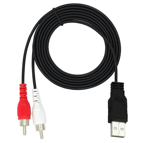 USB To 2RCA Male Plugs Adapter Cable Converter Cord For Set Top Box Connection, Video Playback On Television Or Computer