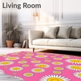 thumbnail image 2 of ODIKA 2'x3' Machine Washable Non-Slip Area Rug, Sunburst Daisy Meadow with Scattered Wildflower Motifs High Traffic Rug with Pad, Pink, 527869, 2 of 8
