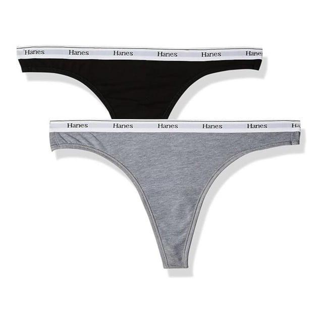 Pantie Hanes para Mujer, Tanga Originals Multicolor Talla CH, 2 Piezas