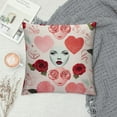 thumbnail image 2 of COMIO  Girly Lips Pillow Cover Hand Drawn Pink Rose Heart Abstract Style Decorative Pillow Cover Valentine's Day Romantic Love Square Soft Throw Pillow Cover for Living Room Couch,, 2 of 5