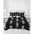 thumbnail image 2 of Quilts Twin-XL Size Bedding Set, Ocean Seahorse Lightweight Quilted Comforter, Summer Nautical Coastal Textured Black Soft Reversible Bedspread Coverlet with Pillow Covers for All Season, 68" x 98", 2 of 7
