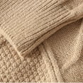 thumbnail image 4 of JUUYY Oversized Sweater Vintage Knitted Sweater Long Sleeve Sweater Men Woven Crewneck Pullover Khaki L, 4 of 8