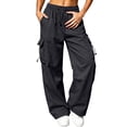 thumbnail image 2 of Womens Cargo Pants with Pockets Lightweight Baggy Hiking Pants Casual Travel Parachute Pants, 2 of 7