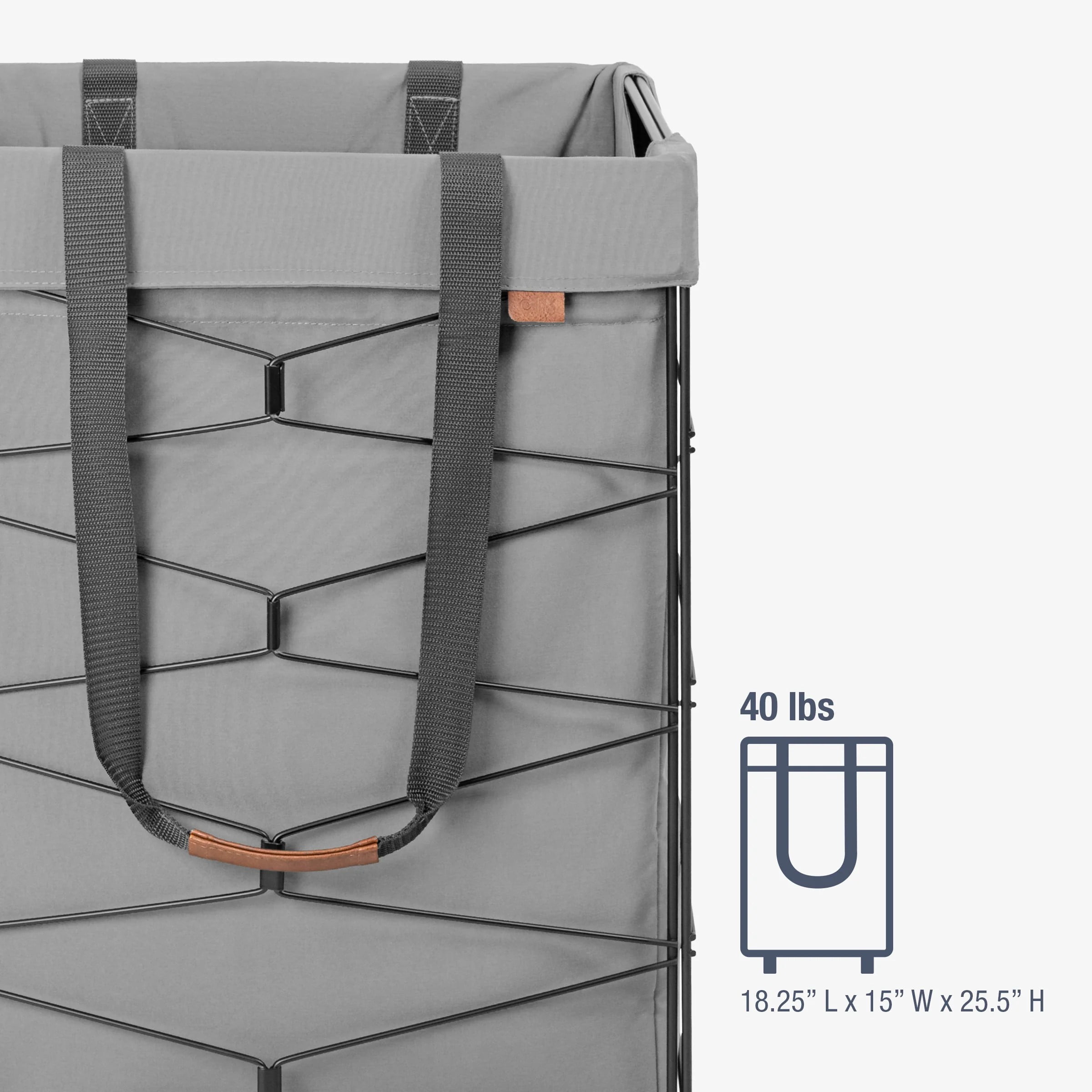 CleverMade Flex Frame Hamper LUXE 98L Rolling Laundry Hamper, Charcoal