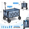 thumbnail image 4 of Sekey Heavy Duty Wagon with Big Wheels, Foldable Cart with 220LBS Capacity, Utility Lightweight Wagon, Collapsible Grocery Shopping Cart for Camping Sports & Holiday. Blue, 4 of 7