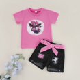 thumbnail image 4 of Vedolay Girl Shorts Tracksuit Girl's Summer 2 Piece Outfits Plaid Ruffle Layered Cami Tank Top and Shorts Set,Hot Pink 2-3Years, 4 of 5