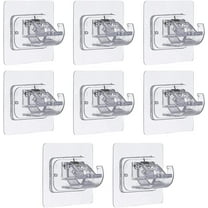 8PCS Curtain Rods No Drilling,Bracket No Drill Curtain Rod Brackets Self Adhesive Curtain Rod Holders Nail Adjustable Curtain Rod Hooks Curtain Hangers for Bathroom Kitchen Bathroom (Clear, One Size)