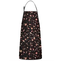 Pioneer Flower Floral Print Pattern Apron-Garden Aprons for Women with Pockets-Cotton Linen Waterproof Kitchen Cooking Gardening Aprons Adjustable for Kitchen,Cooking,BBQ and Salon 33x27 Inch