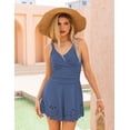 thumbnail image 4 of a.Jesdani Womens One Piece Swimsuit Tummy Control with Cutout Skirt Bathing Suit Modest Twist Front Swim Dress Gray Blue 2XL, 4 of 16