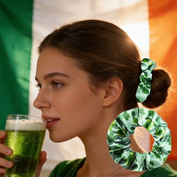 St.Patrick’s Day Hair Ties,Irish Shamrock Hair Scrunchies,Green Plaid Leaf Ropes Elastic Hair Tie,St. Patrick's Day Decor Hair Accessories for Women Teen Girls