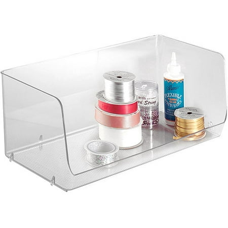 InterDesign Linus Stacking Organizer Bins for Kitchen, Pantry, Office, Bathroom, 2X Large-Clear