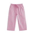 thumbnail image 3 of lnmuld Girls Classic Small Check Plaid Cropped Pants Allover Gingham Full Elasticated Waist Drawstring Breathable Casual Capri Trousers Size:9-10 Years, 3 of 4