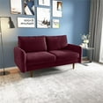 thumbnail image 5 of Pemberly Row 58" Round Arm Upholstered Velvet Loveseat in Red, 5 of 13