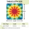 thumbnail image 2 of Tie Dye Soft Petal Ring Pattern Square Fitted Tablecloth with Elastic Edge,Square Table Cover,Washable Elastic Table Cover for Home Kitchen Party Decor 34"x34", 2 of 6