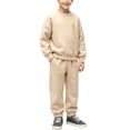 thumbnail image 2 of Lutiedan Boys Fall Winter Tracksuits 2 Piece Set Kids Crewneck Sweatshirts and Jogger Sweatpants with Pockets Size 2-10,Khaki, 2 of 6