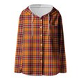 thumbnail image 5 of Zip Up Jacket Women Plaid Shacket Long Sleeve Sherpa Fleece Jacket with Pockets Fall Coats Winter Clothing Orange XL, 5 of 5