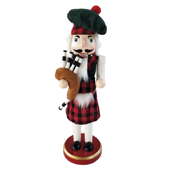14 inch Scottish Bagpiper Nutcracker - red