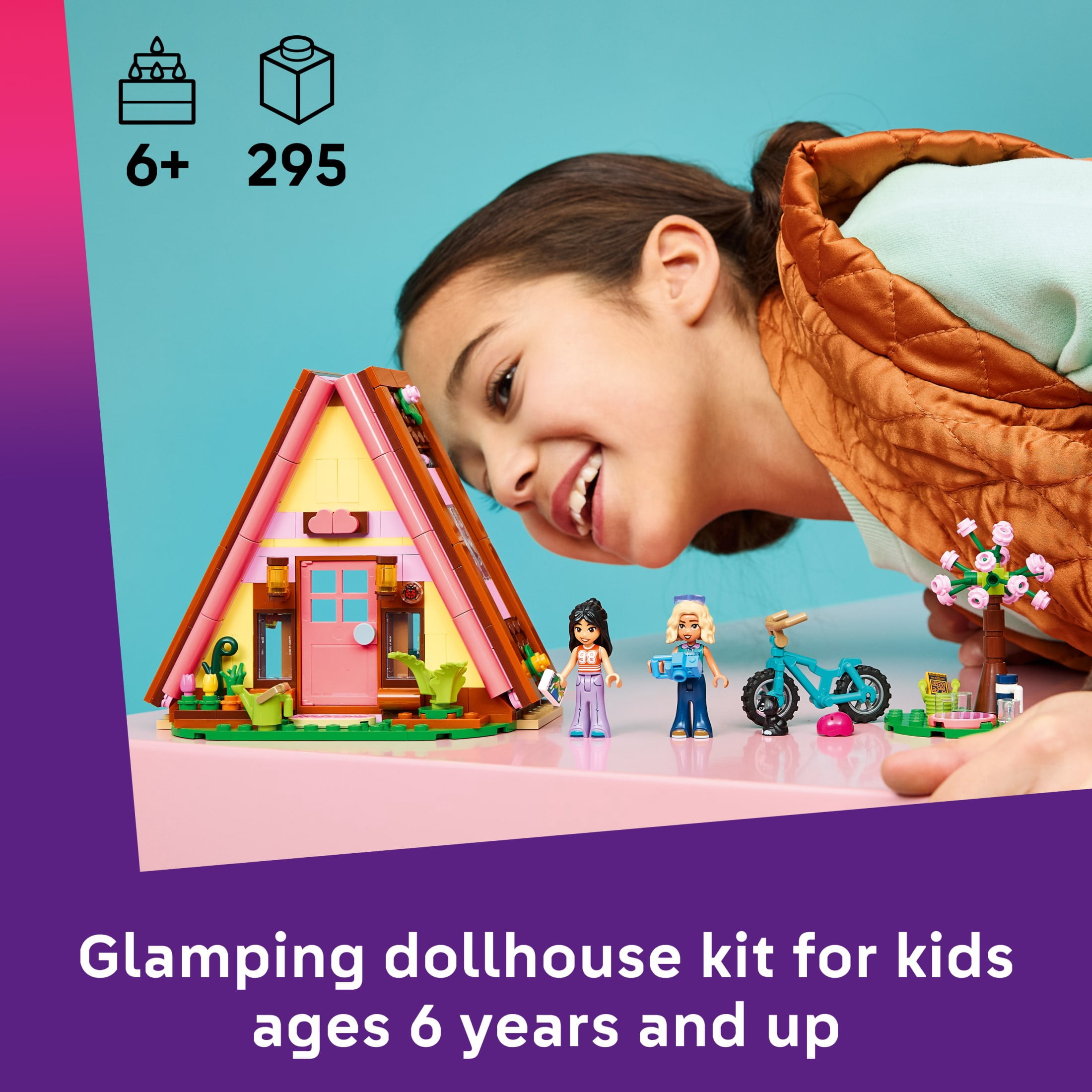 LEGO Friends Nature Glamping Cabin - Building Toy for Girls & Boys, Ages 6+ - Toy Figures & Playset for Kids - Includes 2 Minidolls & a Kitten - Gift for Birthdays - 42682
