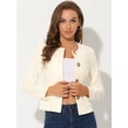 thumbnail image 2 of Chaqueta De Mujer Con Botones Cortos Y Ligeros Vintage De Otoño Con Bolsillos Albaricoque L, 2 of 5