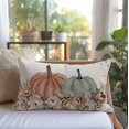 thumbnail image 6 of Boho Orange and Sage Green Pumpkin Fall Throw Pillow Cover 12x20 Inch Floral Pampas Autumn Farmhouse Cottage Decorations Lumbar Decorative Throw Pillows Cases for Home Living Room Decor, 6 of 6