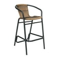 thumbnail image 2 of Flash Furniture Commercial Grade Indoor-Outdoor PE Rattan Restaurant Barstool with Black Steel Frame and Footrest in Medium Brown, 2 of 16