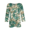 thumbnail image 5 of Women's Floral Print Casual Blouse Lightweight Summer Tops with 3/4 Sleeves and Round Neckline Vibrant Colors, 5 of 5