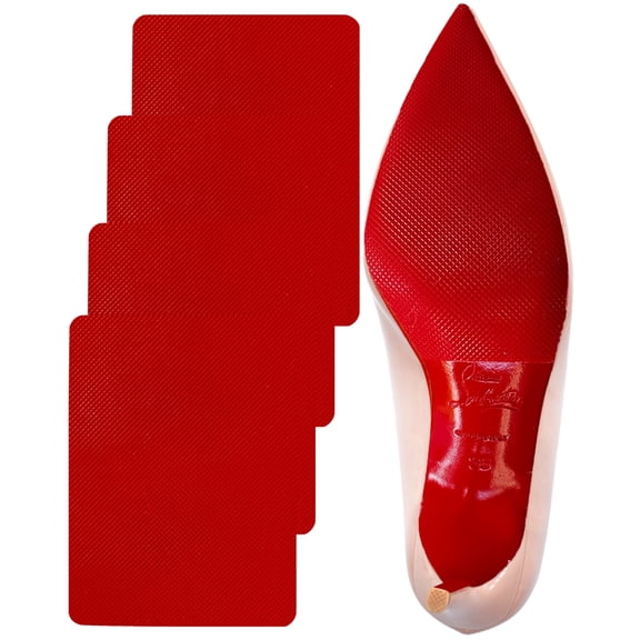 Red Bottom Shoe Protector Compatible with Christian Louboutin Shoes,Self-Adhesive Sole Guard to Protect & Restore Shoe Bottoms, Anti-Slip Replacement for High Heels (6x4.5", Red 4Pcs)