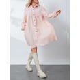 thumbnail image 6 of ZAXARRA Women's Summer Shirt Dress Long Sleeve Turn-Down Collar Loose Casual Knee Length Dress, 6 of 9