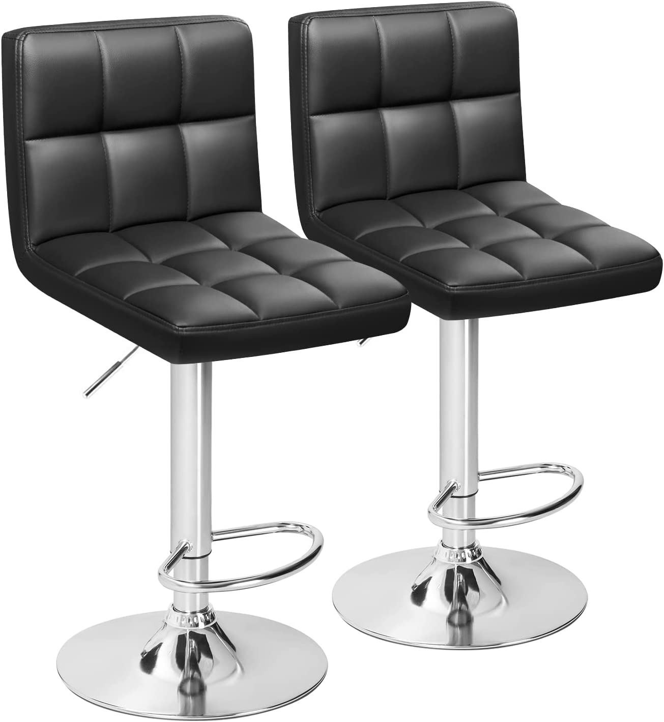 Bar Stools with Pu Leather, Swivel Adjustable Hydraulic Bar Stool